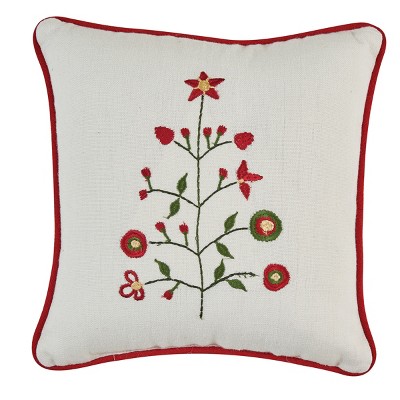 Park Designs Greenhow Tartan Embroidered Tree Pillow - White