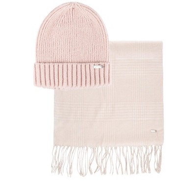 Jessica Simpson Women's Fashion Beanie and Fringed Scarf Set