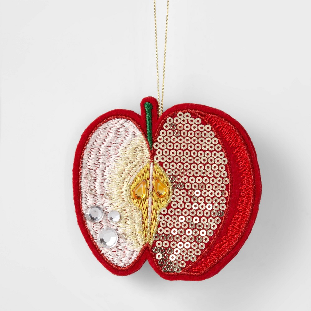 Felt Jeweled with Sequins Apple Christmas Tree Ornament - Wondershop