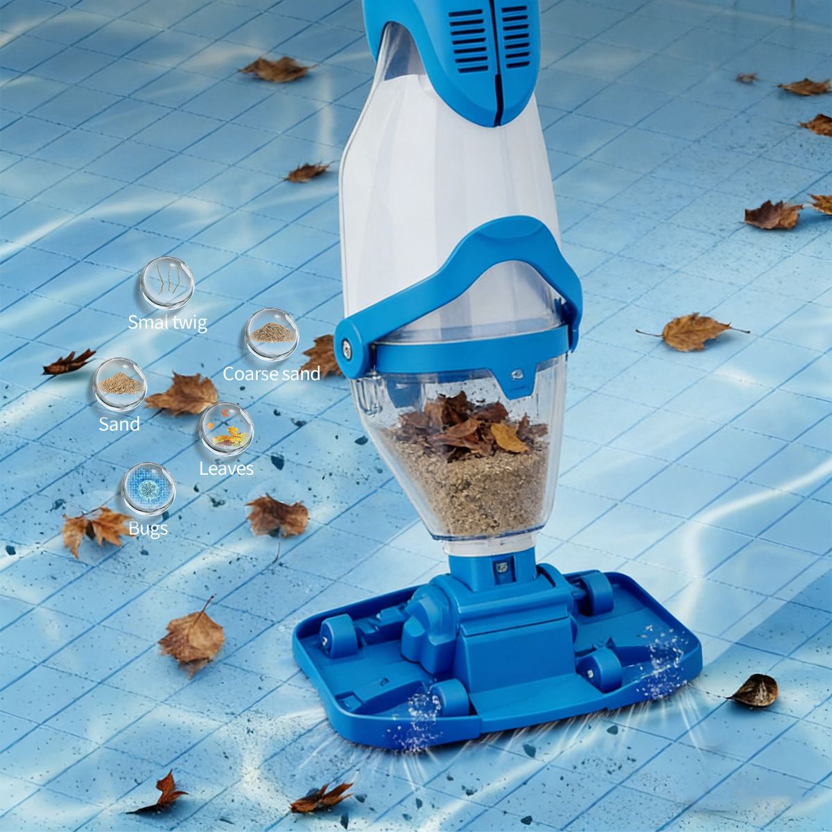 Handheld Pool Vacuum with Telescopic Pole, Swimming Pool Cleaner 19.8GPM Suction for Above Ground Inground Pools Spa Hot Tub, Dual-Filter System - thumbnail 5
