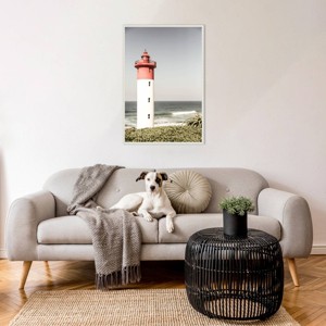 Amanti Art 23"x33" Oyster Box Lighthouse by Shot by Clint Framed Canvas Wall Art Print - 1 of 4