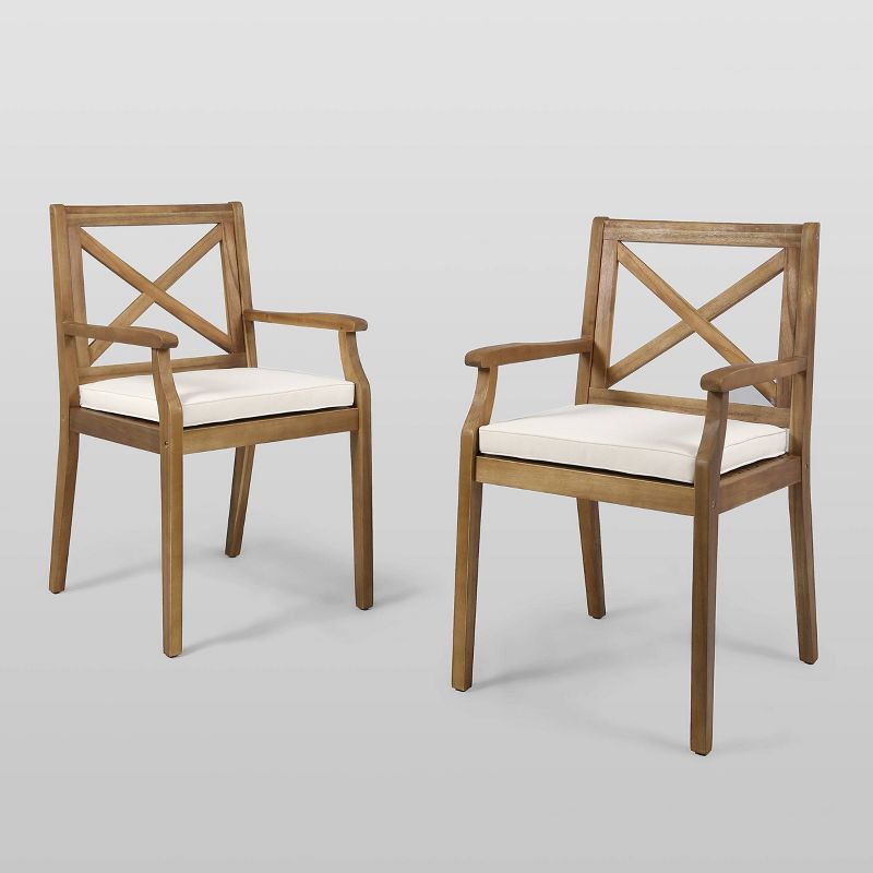 Perla 2pk Acacia Wood Patio Dining Chair - Christopher Knight Home, 1 of 8