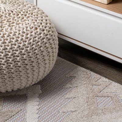 Sumak High-Low Pile Gray and Beige Geometric Rug