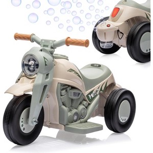 6V Bubble Motorcycle Ride-On Toy, 3-Wheel Electric Motorbike with Music, LED Headlights, Forward/Reverse Pedal, Built-in Bubble Machine - 1 of 4
