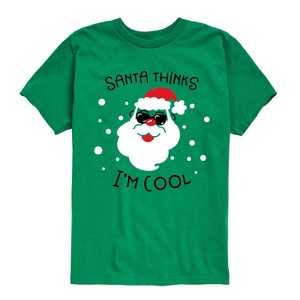 Boys' - Instant Message - Santa Thinks Im Cool Christmas Short Sleeve Graphic T-Shirt - 1 of 4