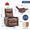 Heat Massage Manual Recliner Chair with 360° Swivel Rocker, Faux Leather/Chenille Accent Chair for Living Room/Bedroom - ModernLuxe - 3 of 4