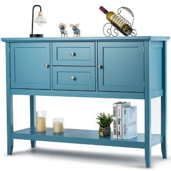 Costway Sideboard Buffet Table Wooden Console Table w/ Drawers & Storage Cabinets Blue/Brown/Gray/Beige