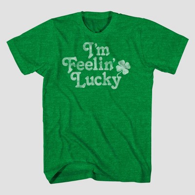 Men's Feelin Lucky Short Sleeve Graphic T-shirt - Heathered Green Xl