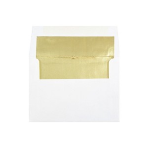 JAM Paper A7 Foil Lined Invitation Envelopes 5.25 x 7.25 White with Gold Foil 3243663 - 1 of 4