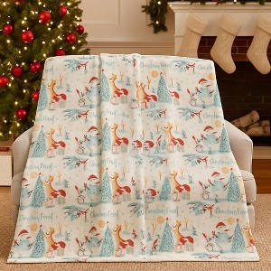 Kate Aurora Ultra Soft & Cozy Christmas Forrest Friends Santa Plush Throw Blanket Cover - 50 in. W x 60 in. L - 1 of 3