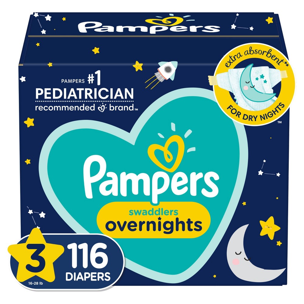 Pampers Swaddlers Overnights Diapers Enormous Pack - Size 3 - 116ct