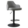Mars Set Of 2 Armrest Upholstered 360° Swivel Counter Height Stool, 26"-34.5" Adjust Barstool With Black Legs-Maison Boucle - 4 of 4