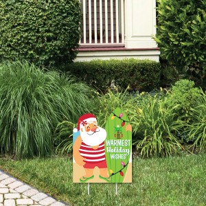 Big Dot of Happiness Tropical Christmas - Outdoor Lawn Sign - Beach Santa Holiday Party Yard Sign - 1 Piece - 1 of 4