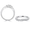 Pompeii3 3/4ct Three Stone Vintage Diamond Engagement Wedding Ring Set 10K White Gold - 3 of 4