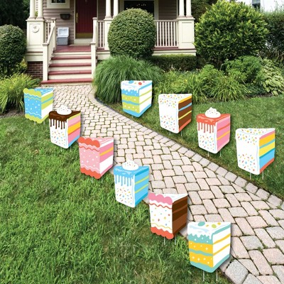 Big Dot of Happiness Cake Time - Lawn Decorations - Outdoor Happy Birthday Party Yard Decorations - 10 Piece