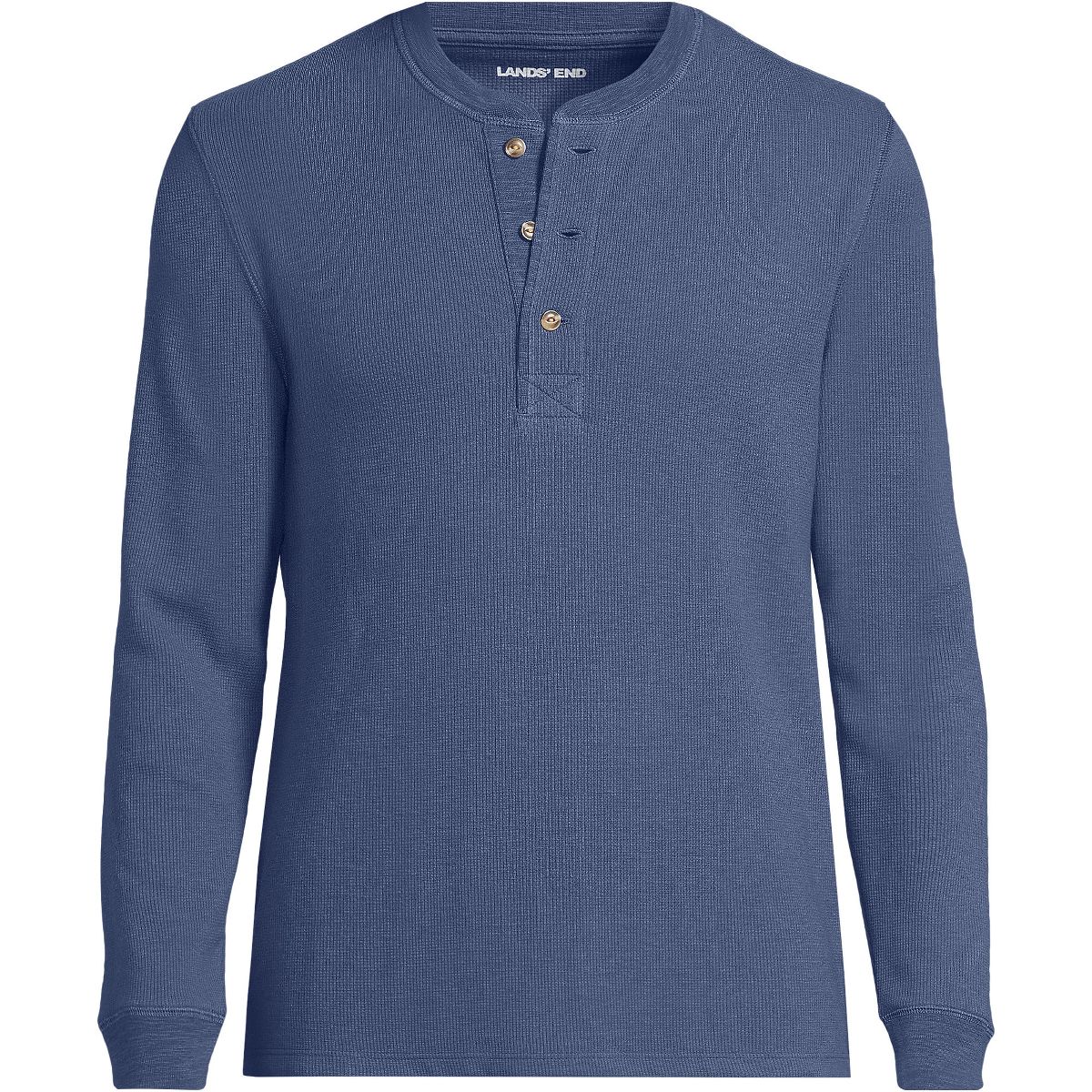 Lands' End Men's Long Sleeve Thermal Waffle Henley - thumbnail 8