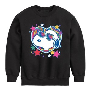 Boys' - Peanuts - Snoopy Groovy Heart Graphic Long Sleeve Fleece Sweatshirt - 1 of 4