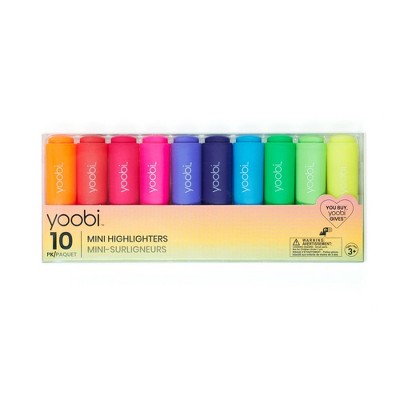 Mini Highlighters - Multicolor, 10 Pack - Yoobi&#8482;