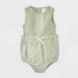 Grayson Collective Baby Girls' Sleeveless Ribbed Gauze Romper - Sage Green 24M