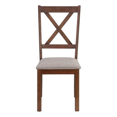 Brown Upholstered Leather Cross Back Side Chair