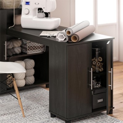 Camberly Black Oak Office Cabinet with Adjustable Shelving