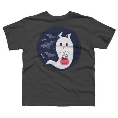 Boy's Design By Humans halloween ghost cat By ArtStyleAlice T-Shirt