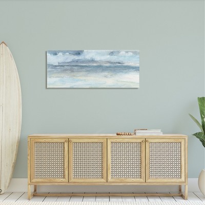 Abstract Cloudy Ocean Waves Canvas Wall Art, 25x50 in