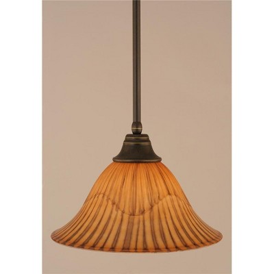 Toltec Lighting Any 1 - Light Pendant in  Dark Granite with 14" Tiger Shade