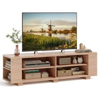 Tangkula TV Stand for 65 Inches TVs Modern Entertainment Center with 8 Open Shelves & 4 Cable Holes MDF TV Console Table