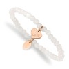 Chisel Stainless Steel Polished Rose IP-plated LOVE Heart 4mm Jade Beaded Stretch Bracelet - 2 of 3