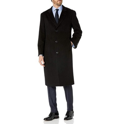Adam Baker Men's 40902 Single Breasted Wool Cashmere Full Length Topcoat - Available in Black and Charcoal