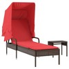 vidaXL Sun Lounger with Canopy and Table Brown Poly Rattan - 2 of 4
