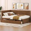 TIRAMISUBEST Twin Size L-Shaped Daybed with 2 Storage Drawers and Rustic Guardrail, Wooden Daybed Frame Sofa Bed with Slats Support - 2 of 4