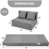 olding Sofa Bed, Foldable Couch Bed with Pillow, Convertible Sleeper Chair Mattress, Futon Floor Couch with Memory Foam Washable Cover, Gray - 3 of 4