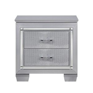 NicBex Nightstand with 2 Drawers,1pc Side Table with LED Lighting and Black Finish,28 inch Bedside Table for Bedroom,Living Room,Black/Silver/Gray - 1 of 4
