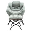 CIPACHO White Lazy Chair with Ottoman & Side Pocket - Modern Upholstered Lounge Chair for Small Space/Corner (Reading) - 3 of 4