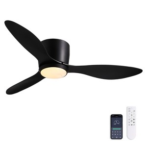 Siljoy 42-in Black Flush Mount Ceiling Fan with Light and Remote Control Include - 1 of 4