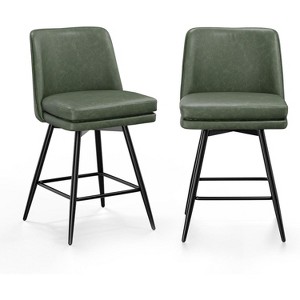 VINGLI 26" H Swivel Barstools, Leather Upholstered Counter Height Bar Stool, Kitchen High Chairs - 1 of 4