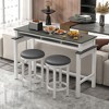 Tangkula 3-Piece Home Bar Set Counter Height Bar Table w/ 2 Upholstered Bar Stools White & Grey - 2 of 4