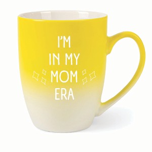 Elanze Designs In My Mom Era Two Toned Ombre Matte 10 ounce New Bone China Coffee Tea Cup Mug, Yellow and White - 1 of 4