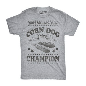 Mens Corn Dog Eating Champion Funny Hot Dog World Fair Vintage 1982 T shirt - Crazy Dog Men's T Shirt - 1 of 4