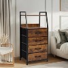 KTMBDW Nightstand with 4 Drawers, 33.4 Inch Tall Bedside Table with 2-Tier Display Shelf, Side Table for Bedroom, living room, Brown - 3 of 4