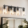 DORESshop Industrial 4-Light Vanity Wall Lamp, Black Finish with Clear Glass Shade, Perfect for Bathroom, Bedroom, and Dressing Mirror - 3 of 4