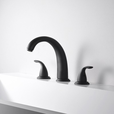 Matte Black Dual Handle Roman Tub Faucet with 8-3/8" Spout Reach