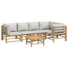 vidaXL Bamboo 6 Piece Patio Lounge Set with Comfortable Light Gray Cushions, Strong Outdoor Seating Arrangement with Robust Table - Easy to Assemble - 3 of 4