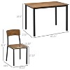 Walnut 5-piece dining table and chair set modern industrial style deep table and chairs - 2 of 4
