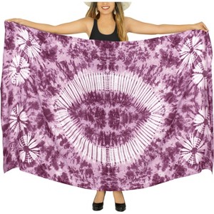 LA LEELA Women's Sarong Bikini Skirt Cover up Swimsuit Summer Wraps Bathing suit Swimwear Beach Wrap Skirts for Women One Size Brown, Tie Dye Design - 1 of 4