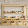 KWPZQEB Canopy Bed Frame for Kids, Solid Wood Floor Bed with Built-in Bookshelf and Guardrails, No Spring Box Needed - 3 of 4