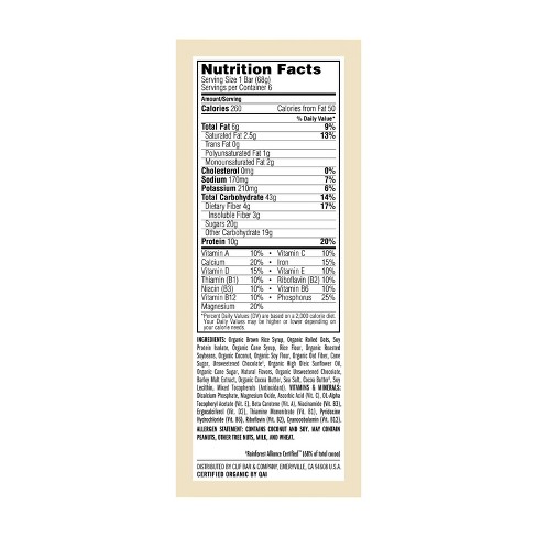 Clif Bar Nutrition Label - Ythoreccio