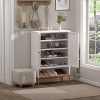 GlasFlength Shoe Racks Double Door Shoe Cabinet Long Shoe Rack FreeStanding Shoe Rack for Living Room, White, 31.49"*13.77"*46.45" - 3 of 4